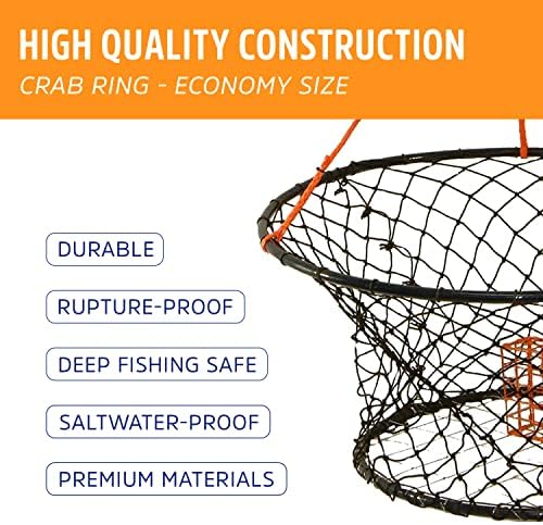 Протоко рак прстен, стапица за риболов со рак, прстен за ракчиња со височина со мрежа и прстен и кутија за мамки, одлично за солена вода