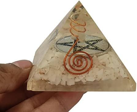 Sharvgun orgonite пирамида бел агатен скапоцен камен цвет на живот оргон пирамида негативна заштита на енергија 65-70 mm, етра голема пирамида