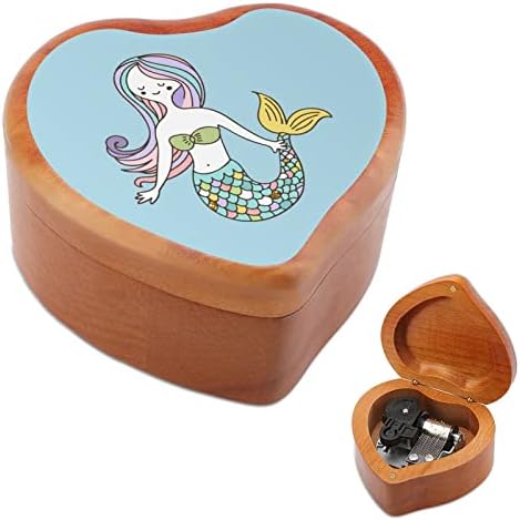 Музичка кутија со сирена часовници гроздобер дрвена музичка кутија во форма на срце, подароци