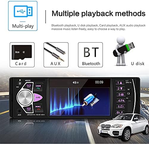 Единечен DIN Bluetooth Car Stereo 4,1 инчен екран FM радио автомобил Аудио приемник Camecho MP3 MP4 MP5 плеер Handsfree Call USB