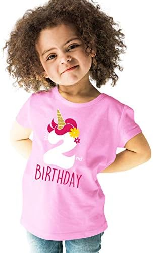 2 -ри роденденски облеки на еднорог за девојчиња за деца двегодишна 2 кошула девојка втора