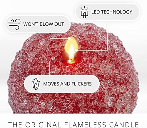 Luminara Flamless Crystly Crystal Crystal Sleyter Sphere, нецентрирана свеќа предводена од восок, тајмер, центар за украсување на празници