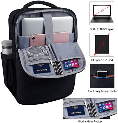 Мајмунер патувачки ранец за мажи жени лет одобрено носење на ранец за салата преку ноќ, лаптоп за багаж, водоотпорен водоотпорен црна боја