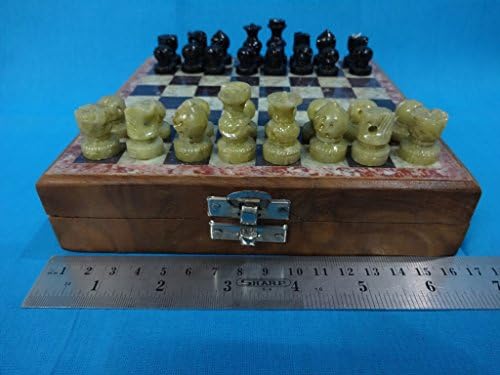 6 x6 инчен класичен уникатен рачно изработен парчиња фино изработка и мермер дизајн шаховска табла ~ Класична колекција на игри шах