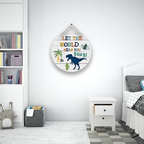 Инспиративен диносаурус инспиративен цитат Вуд виси знак плакета, рустикална диносаурусна wallидна уметност за момчиња спална соба расадник за игри и игри