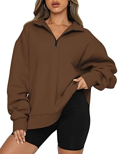 Козипоин женски половина поштенски преголем пулвер со долги ракави џемпери за џемпери за тинејџери Y2K