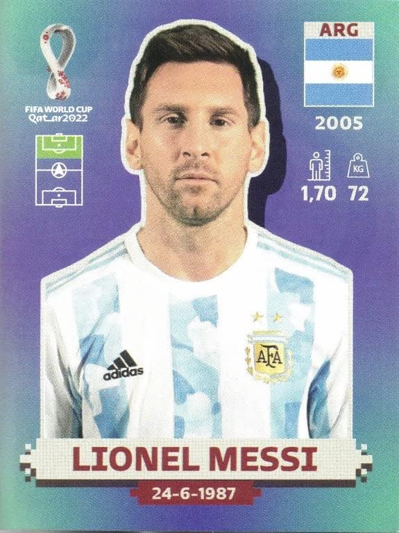 2022 налепници на Светскиот куп во Панини Арг20 Лионел Меси Аргентина Фудбалска налепница - Сина грб