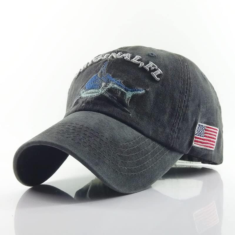 Американска знаме ајкула потресена гроздобер памук извезена бејзбол капа прилагодлива измиена спортска шминка капа за мажи жени