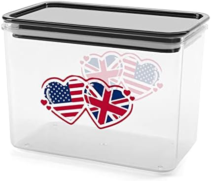 Американско И Британско Знаме Пластична Кутија За Складирање Храна Контејнери Со Капаци Тегла Со Ориз Запечатена Кофа За Организација На Кујната