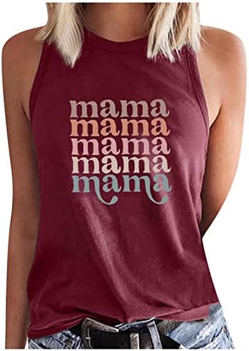 Бејзбол мама резервоар врвни жени бејзбол мама маичка мама графичка мета смешна буква за печатење врвови без ракави