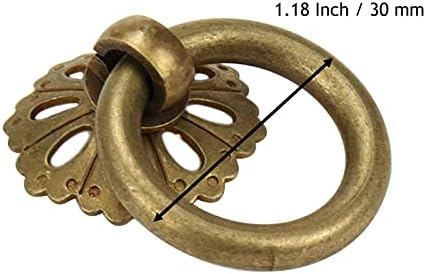 МекРеди 4 парчиња антички месинг прстен се влече, гроздобер тркалезен стил на влечење на копчињата со завртки за кабинетот шкаф за фиоки