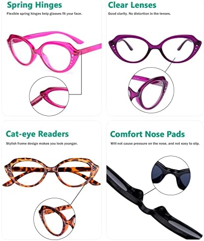 Очила за читање со 5 пакувања за жени стилски читатели