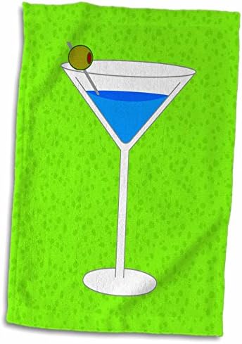 3Д роза светло сина мартини во стакло со маслиново-зелена позадина TWL_57111_1 пешкир, 15 x 22