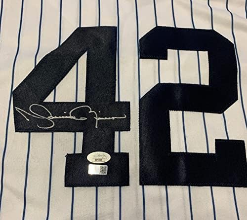 Маријано Ривера го автограмираше Newујорк потпишан бејзбол Jerseyерси ЈСА Коа