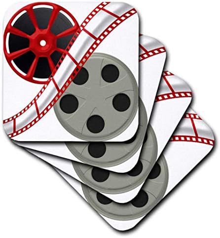 3дроуз Две Филмски Макари Со Филмска Лента Надолу По Средната Илустрација-Меки Подлоги, Комплет од 8