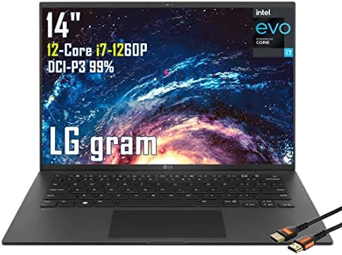 LG Грам 14 16: 10 WUXGA Ултра-Тенок Лаптоп Интел 12-Јадро i7-1260P Evo Wi-Fi 6E 2X Thunderbolt4 Позадинско Осветлување KB 72Wh DCI-P3 99% Читач