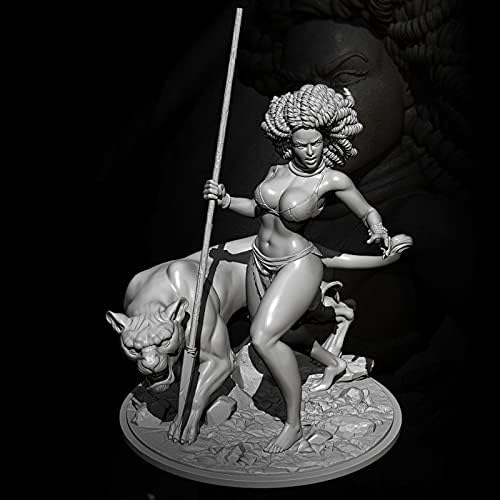 Сплинг 60мм Антички племенски племенски женски воин и модел на фигура на смола од лав, необоен и необјавен комплет за минијатурни