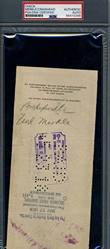 Фред Меркл Пса Днк Серт Потпиша 1918 Чикаго Младенчиња Плата Проверете Автограм-Млб Намалување Потписи