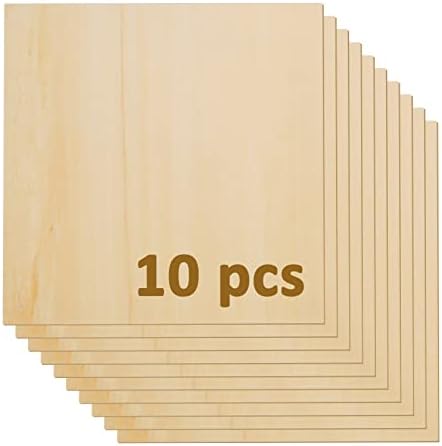 УИЗГИЈА 10 Парчиња Иверица Басвуд Листови 11 x11 x1/8 3mm Иверица Одбор За Ласерско Сечење Гравирање Занаети, Недовршени Дрвени Листови
