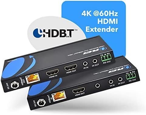Orei HDBaseT 4k 60Hz HDMI Продолжувач над Cat5e/6 етернет lan кабел - До 115 Ft - IR, ЦИК, РС-232, Поц