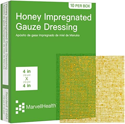 MarvellHealth Honey Calcium Alginate Облека 2 ”x 2”, пакет од 10 индивидуални стерилни влошки, медицински активен лептоспермум мед,