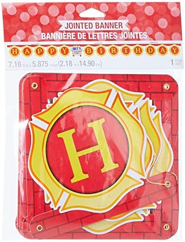 Креативно Конвертирање 332206 Пожарникар Црвен Банер За Роденден, 1ct, 7.1 x 5.88, Повеќебоен