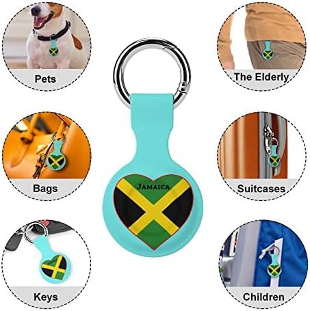 Јамајка Знаме Срце Покритие Заштитен Случај Компатибилен За Airtag Анти-Изгубени Носителот Локатор За Паричник Багаж Јака Мачка Куче Миленичиња