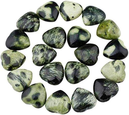 Sharvgun Agate Зелено црно срце Медитација на камен литотерапија, декорација на срцето на Реики за заздравување на природни кристали против стрес,