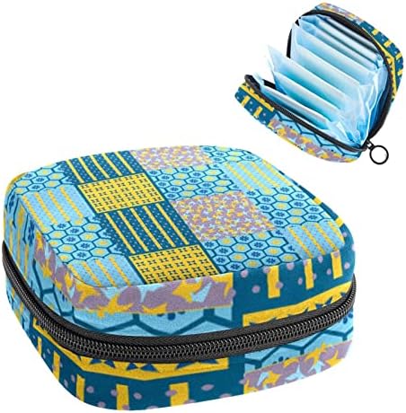 Оријукан санитарна торба за складирање на салфетки, торба за преносни периоди за жени девојки менструална чаша торбичка, крпеница сина цвет етнички