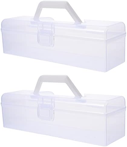 Викаски повеќенаменска пластична контејнер за складирање кутија: чиста пластична занаетчиска организатор за кутии за складирање на кутии 2 парчиња