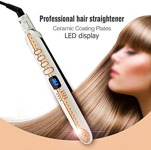 SDFGH 2 во 1 Професионална коса за затегнување Керамичка плоча LED дисплеј со рамен железо за коса, алатки за стилизирање на железо
