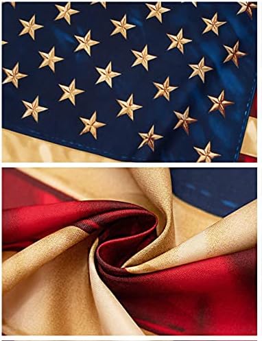 FRF USA Гроздобер знаме чај извалкано американско знаме 3x5 антички знамиња во САД надвор со месинг гром за декорација на wallидови во соба тешка должност