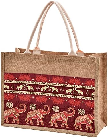 Синестилни слонови јута торба со торбички за подароци со рачка торбичка торба јута торби за жени