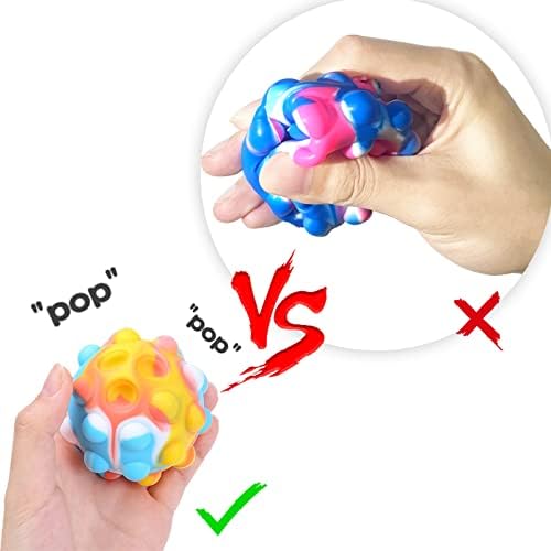 Pop It Ball Fidget Toys, 3D Push Bubble Pop Stress Ball Fidget играчки затегнати топки за олеснување на анксиозноста играчка рано образование за развој на мозокот за деца и возрасни