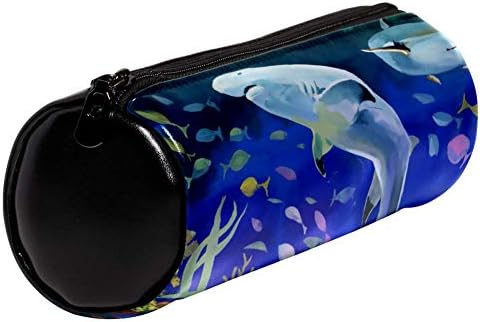 Левеис Акварел морски тропски риби животен цилиндар за молив торбичка торбичка преносна и лесна кожена пенкало, држач за куќишта