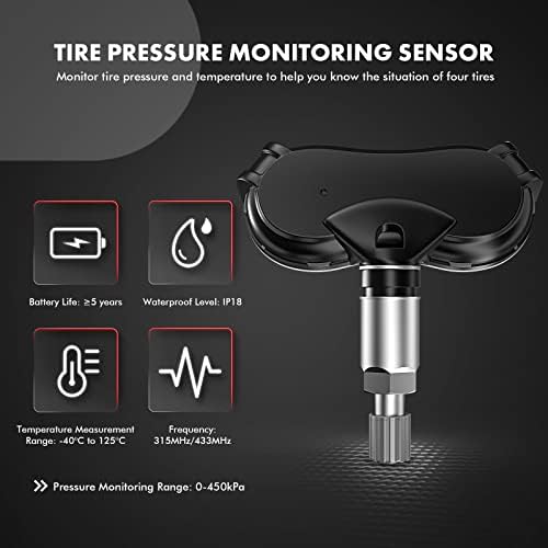 Сензор за мониторинг на притисок на гумите А-Премиум, компатибилен со Хонда Одисеја 2008-2010 V6 3.5L