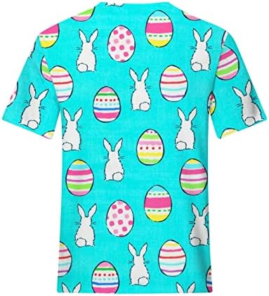 Велигденски кошули за жени кошули за зајаче симпатична зајак графички мета лето обичен екипаж за кратки ракави за кратки ракави основни маички