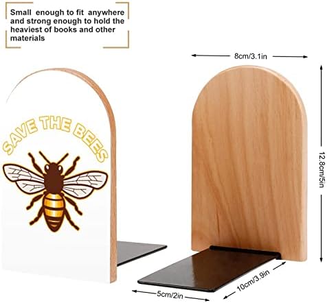 Зачувај Ги Пчелите Книги Декоративни Печати Дрво Книга Завршува За Полица Пакет од 1 Пар