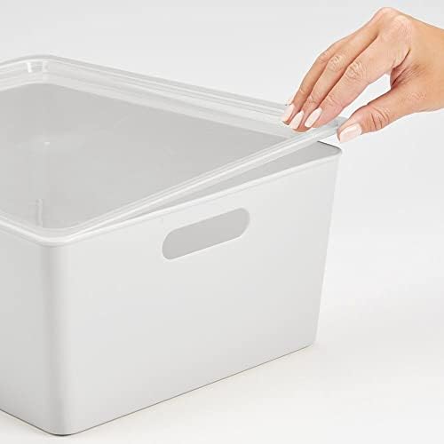 Mdesign Пластични Кутии За Организатори За Складирање На Домот со Капак За Кујна, Плакар, Оставата, Чајната Кујна, Спалната Соба, Бањата, Ходникот,