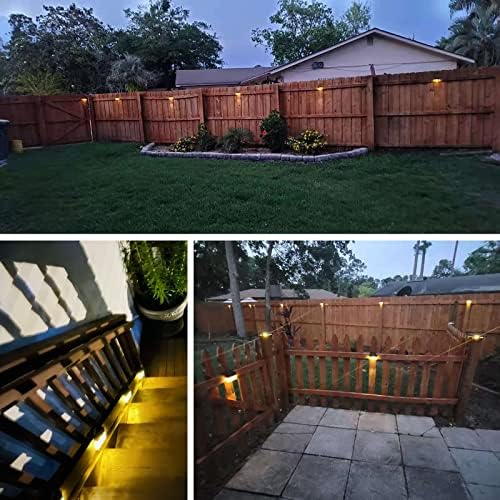 Светла на соларна палуба, светла на соларни чекори на отворено, топло бело/боја што се менува соларна ограда светло за двор од внатрешен двор