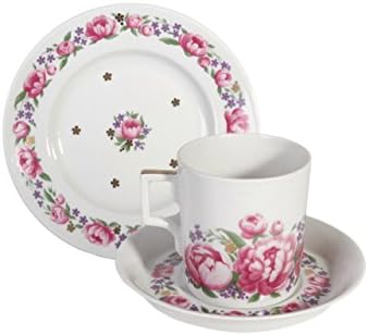 Сет на чај од порцелан во Ломоносов 6/20 Романтичен датум: сад за чај, шеќер, 6 чаши со чинии, 6 плочи за торта