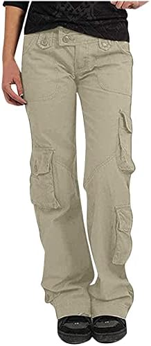 Ucенски панталони за женски панталони со џебови со џебови, панталони со гроздобер фармерки широки панталони со нозе лабави комбинезони долги