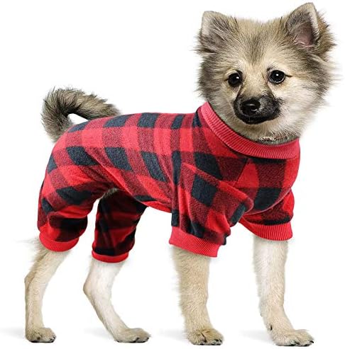 Црвени Карирани Пижами За Кучиња Меки Фланелни Пј За Облека За Миленичиња За Кучиња Топла И Пријатна