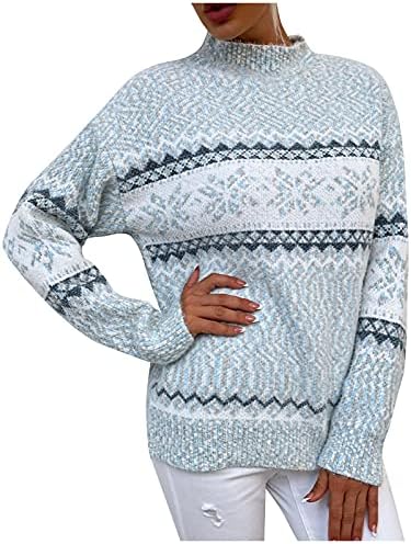 UDSVP женски џемпери Кништажа Божиќни снегулки Половина од џемпер кабел плете