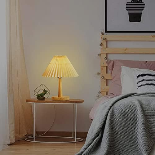 Kwqbhw ламба за маса, ламба за контрола на допир, со плетена сенка на ламбата, дрвена база на мала биро за ламба за дневна соба во спална соба,