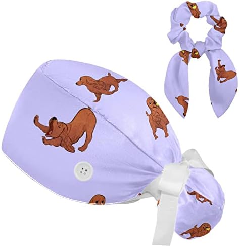 Работно капаче за кучиња со копче и џембена лента прилагодлива унисекс вратоврска назад медицинска сестра хируршка капа
