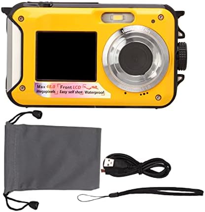 Водоотпорна Дигитална Камера, Целосна HD 2.7 K 48mp Камери Со Селфи Двојни Екрани 16x Дигитален Зум Подводна Камера За Нуркање
