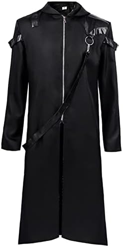 Синзелимин Менс со качулка Средновековна јакна Темна серија панк -стил на сцената, перформанс, наметка на наметка со долги ракави, палто