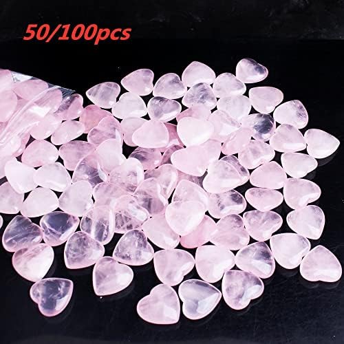 Laaalid xn216 50/100pcs Природна роза кварц срце мини кристално срце облик Полирано розово приврзок Реики скапоцен камен заздравување на жени