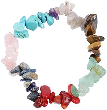 Vocoste 7 чакра камења faux природни кристали комплет, за loversубители на јога, колекционери, нараквици, приврзоци